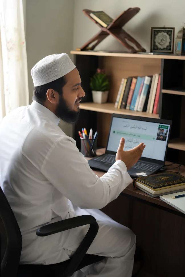 Quran teacher teaching student